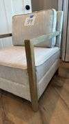 BEIGE ACCENT CHAIR W/ WOOD TRIM