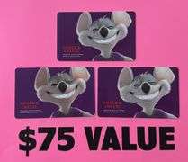 (3) CHUCK E CHEESE $25 GIFT CARDS ($75 TOTAL VALUE)