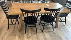 WOOD DINING TABLE & (6) CHAIRS