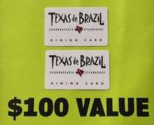 (2) TEXAS DE BRAZIL $50 GIFT CARDS ($100 TOTAL VALUE)