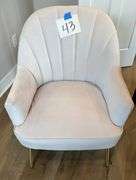 GREY ACCENT CHAIR W/ GOLD LEGS
