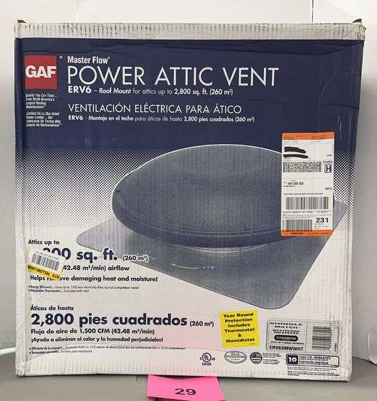 NEW GAF MASTER FLOW POWER ATTIC VENT IN BOX
