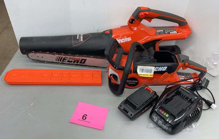 AS IS - ECHO 56V CHAINSAW & BLOWER W/ BATTERY & CHARGER