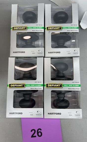 (4) DEFIANT HARTFORD DOOR HARDWARE SETS IN BOXES - BLACK