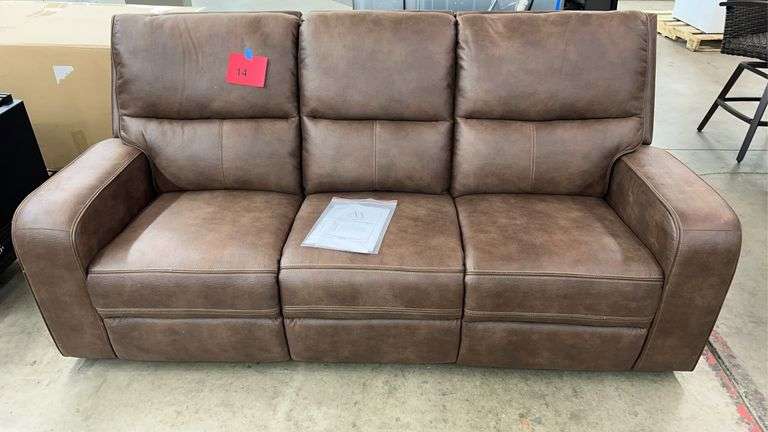 ABBYSON LIVING BRYCE FABRIC RECLINING SOFA - BROWN