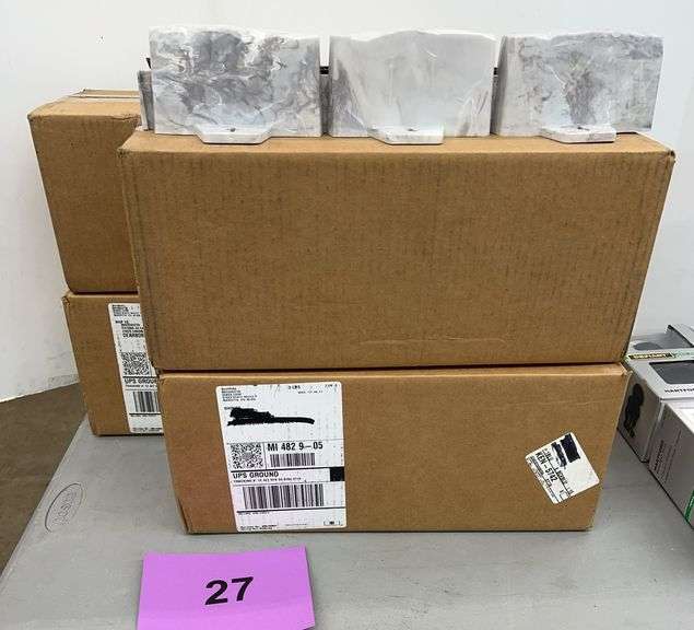 (4) 10FT FAUX STONE NO DIG EDGING KITS IN BOXES - GREY