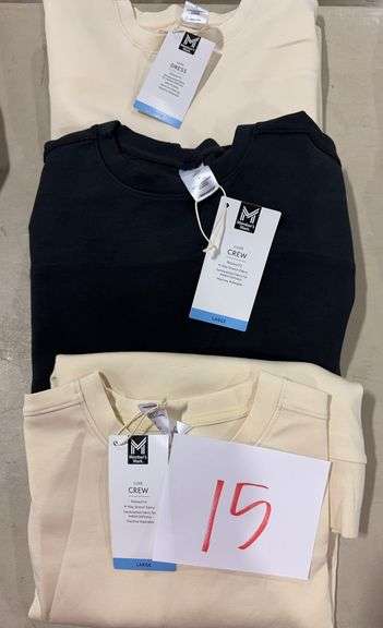 (2) WOMENS LUXE CREWS & (1) LUXE DRESS SIZE LARGE