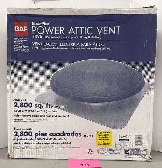 NEW GAF MASTER FLOW POWER ATTIC VENT IN BOX