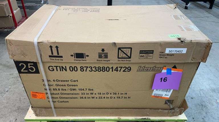 33" 4 DRAWER CART IN BOX - GLOSS GREEN
