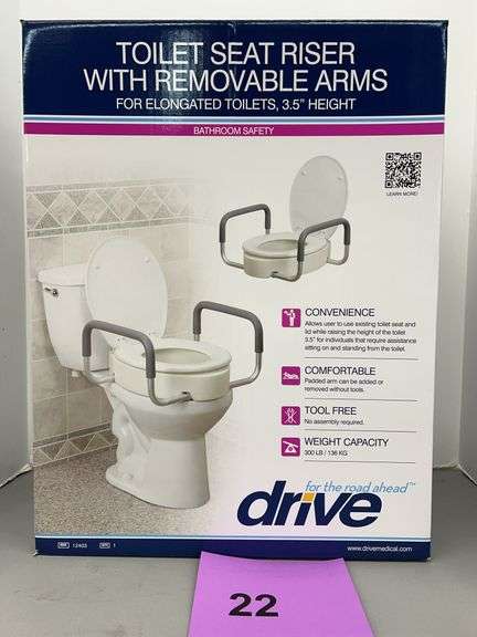 DRIVE TOILET SEAT RISER W/ REMOVABLE ARMS IN BOX