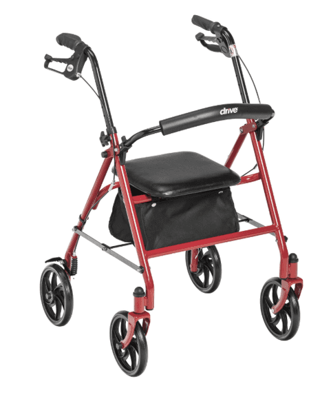 DRIVE DURABLE 4 WHEEL ROLLATOR IN BOX - RED