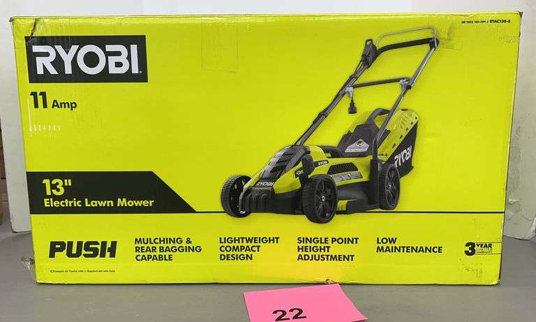 RYOBI 13" ELECTRIC LAWN MOWER IN BOX