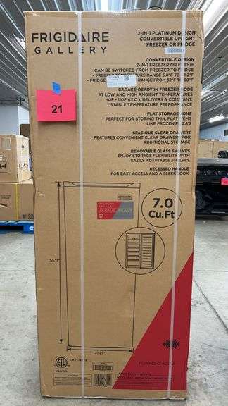 FRIGIDAIRE 7.0CU FT CONVERTIBLE FRIDGE/ FREEZER IN BOX
