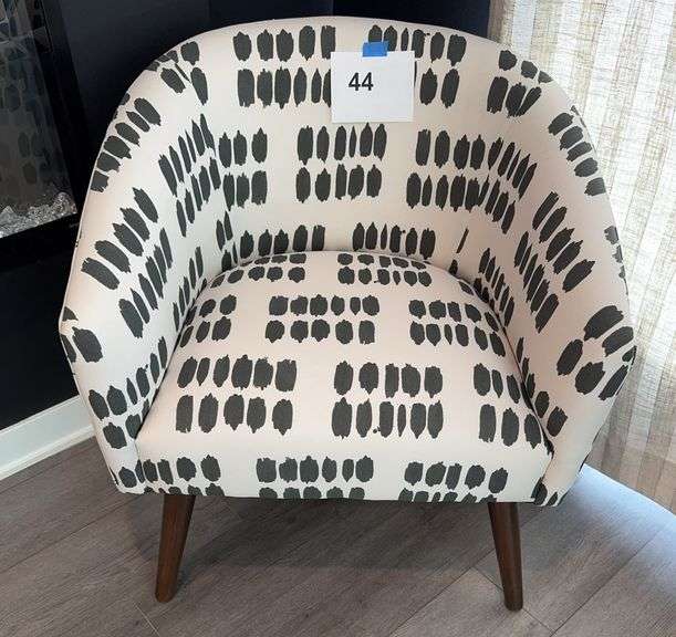 PRINTED ACCENT CHAIR - GREY/ OFF WHITE