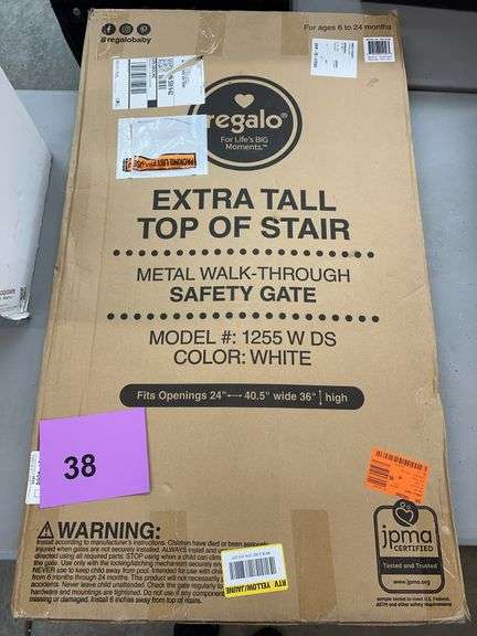 REGALO EXTRA TALL TOP OF STAIR SAFETY GATE IN BOX - WHITE