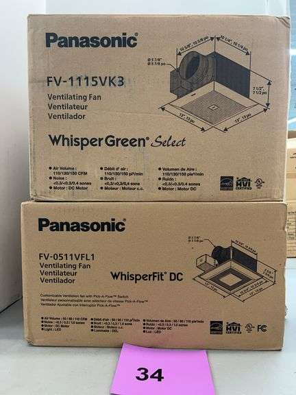 (2) PANASONIC VENTILATING FANS IN BOXES