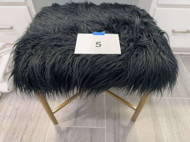 VANITY STOOL - BLACK/ GOLD