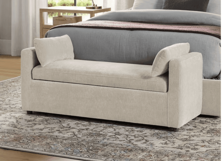 HARRISON FABRIC BED BENCH IN BOX - IVORY - Earl's Auction Company