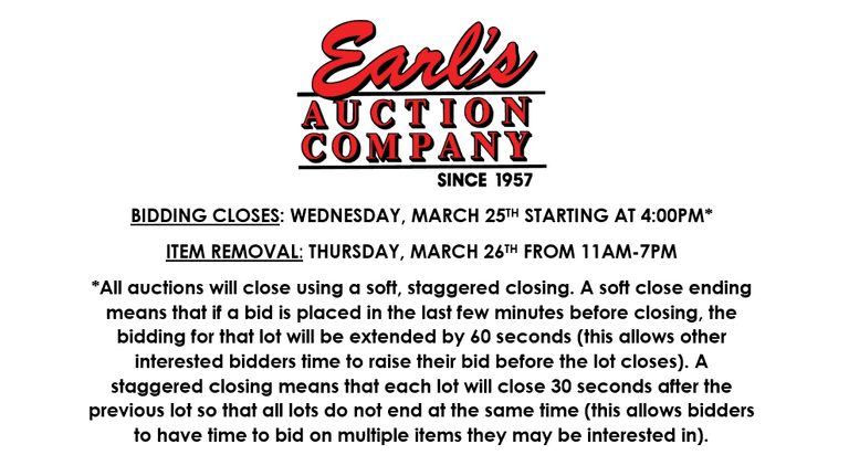 ENDS WEDNESDAY! ONLINE AUCTION 3/20-3/25 (YELLOW)