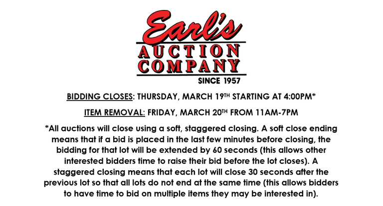ENDS THURSDAY! ONLINE AUCTION 3/16-3/19 (RED)