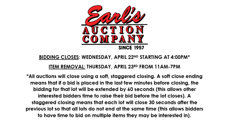 ENDS WEDNESDAY! ONLINE AUCTION 4/20-4/22 (ORANGE)