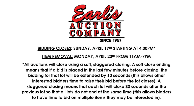 ENDS SUNDAY! ONLINE AUCTION 4/17-4/19 (RED)
