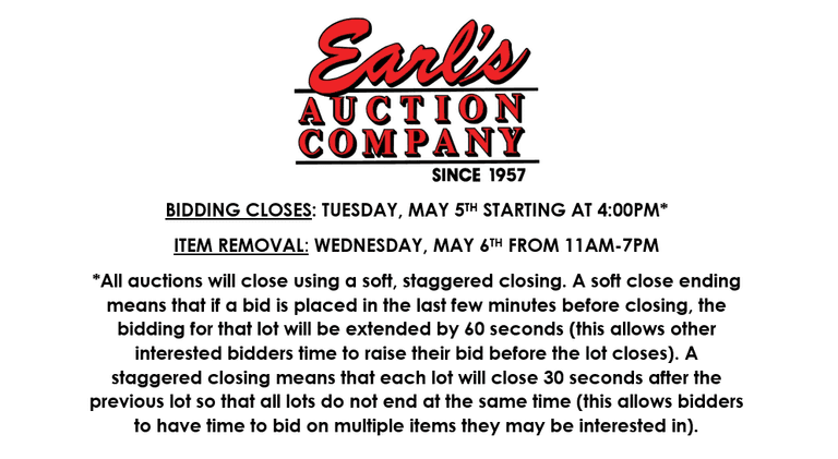 ENDS TUESDAY! ONLINE AUCTION 5/3-5/5 (RED)