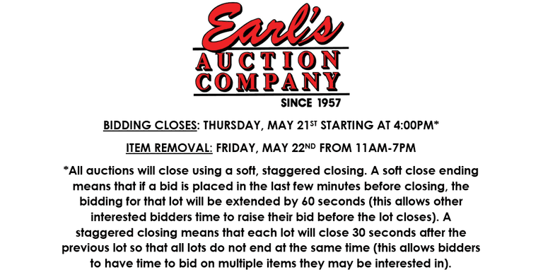 ENDS THURSDAY! ONLINE AUCTION 5/19-5/21 (RED)