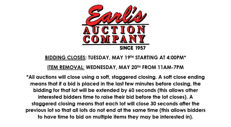 ENDS TUESDAY! ONLINE AUCTION 5/17-5/19 (PURPLE)