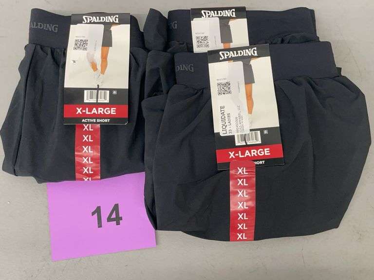 (3) SPALDING LADIES ACTIVE SHORTS SIZE XL - BLACK