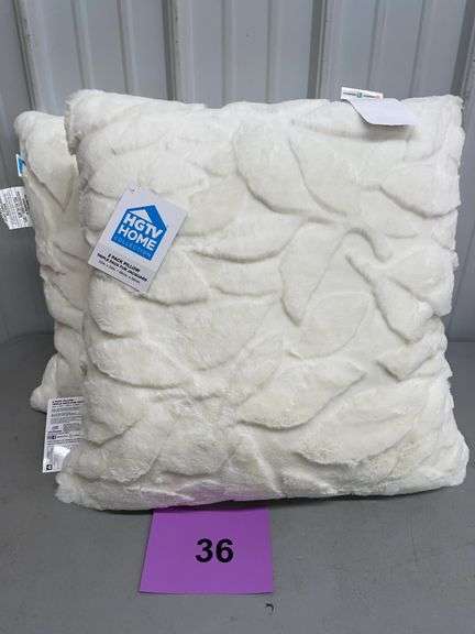 (2) HGTV HOME THROW PILLOWS - WHITE