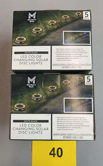 (2) BOXES OF LED COLOR CHANGING SOLAR DISC LIGHTS - Earl's Auction Company