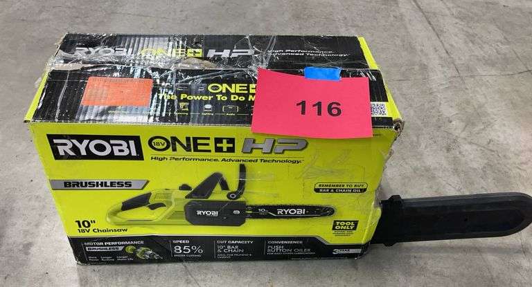 RYOBI 10" 18V CHAINSAW IN BOX (TOOL ONLY)