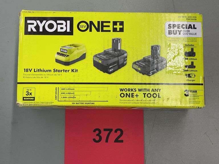 RYOBI 18V STARTER KIT IN BOX