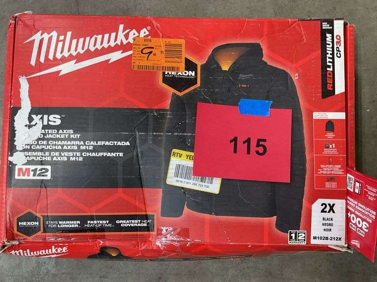 MILWAUKEE M12 AXIS HEATED JACKET IN BOX SIZE 2X - BLACK