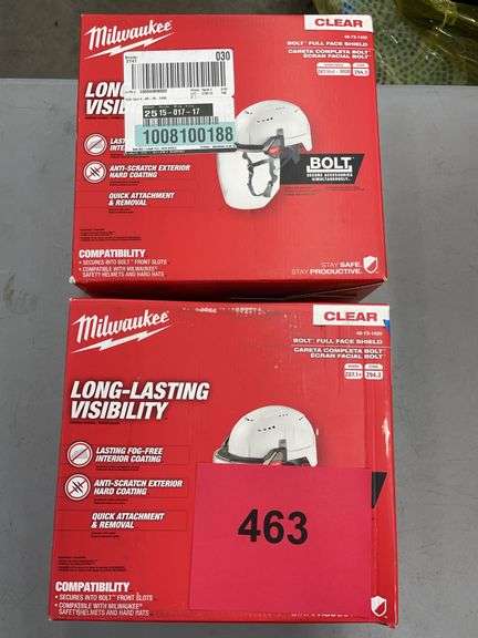 (2) MILWAUKEE BOLT FULL FACE SHIELDS IN BOX
