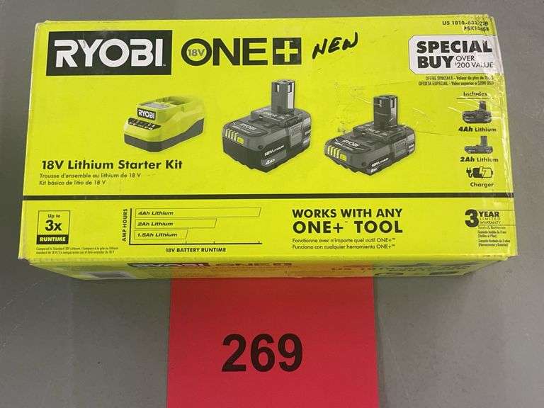 RYOBI 18V STARTER KIT IN BOX
