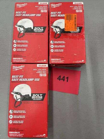 (3) MILWAUKEE BOLT EYE VISORS IN BOX