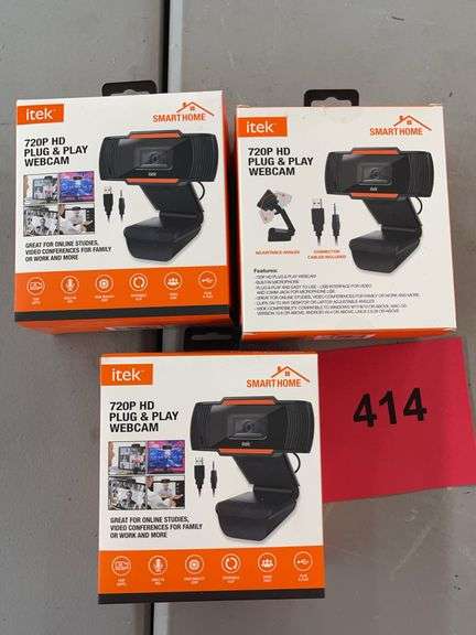 (3) ITEK PLUG & PLAY WEBCAMS IN BOX