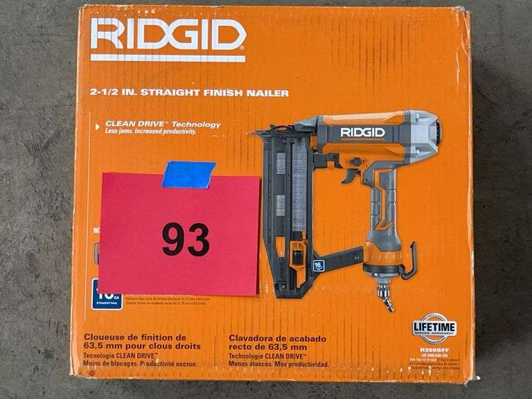 RIDGID 2-1/2" STRAIGHT FINISH NAILER IN BOX