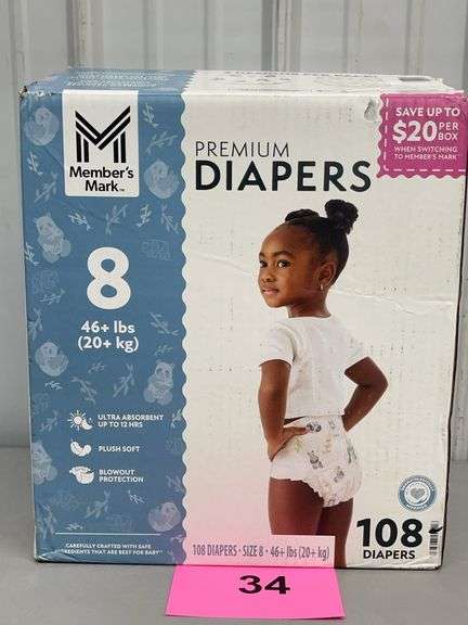 BOX OF DIAPERS SIZE 8