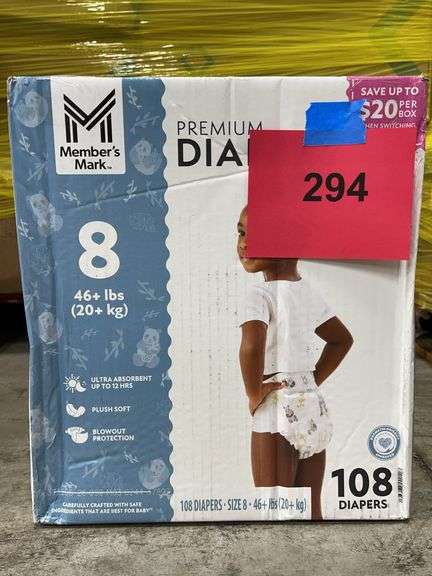 BOX OF DIAPERS SIZE 8
