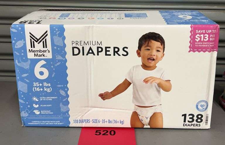 BOX OF DIAPERS SIZE 6