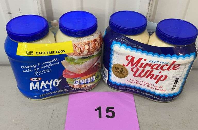(2) KRAFT MAYO AND (2) MIRACLE WHIP JARS