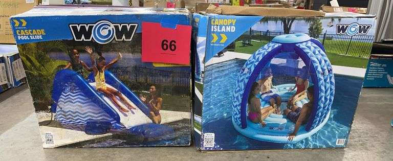 2PC WOW POOL LOT - CANOPY ISLAND & POOL SLIDE