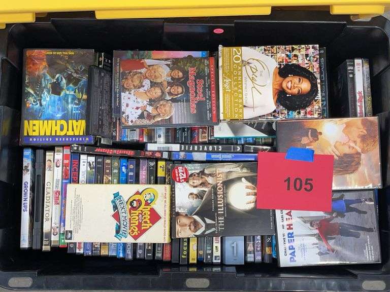 TOTE OF ASSORTED DVDS