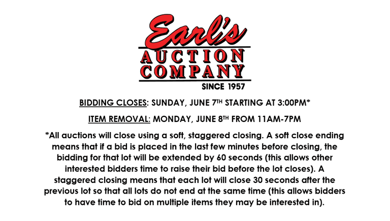 ENDS SUNDAY! ONLINE AUCTION 6/4-6/7 (RED)