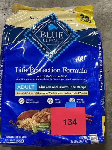 38LB BAG OF BLUE BUFFALO DOG FOOD
