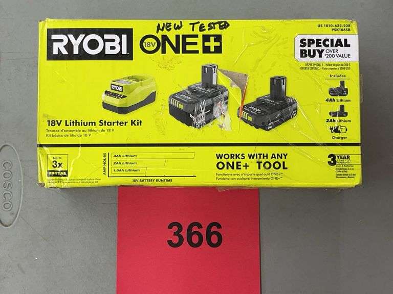 RYOBI 18V STARTER KIT IN BOX