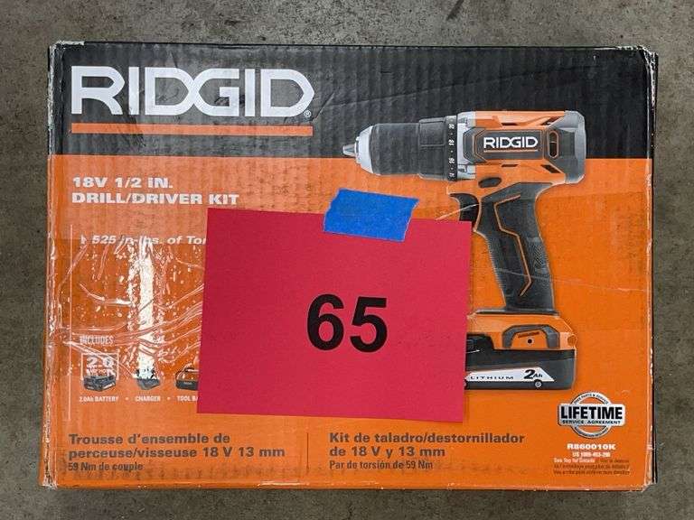 RIDGID 18V 1/2" DRILL/DRIVER KIT IN BOX